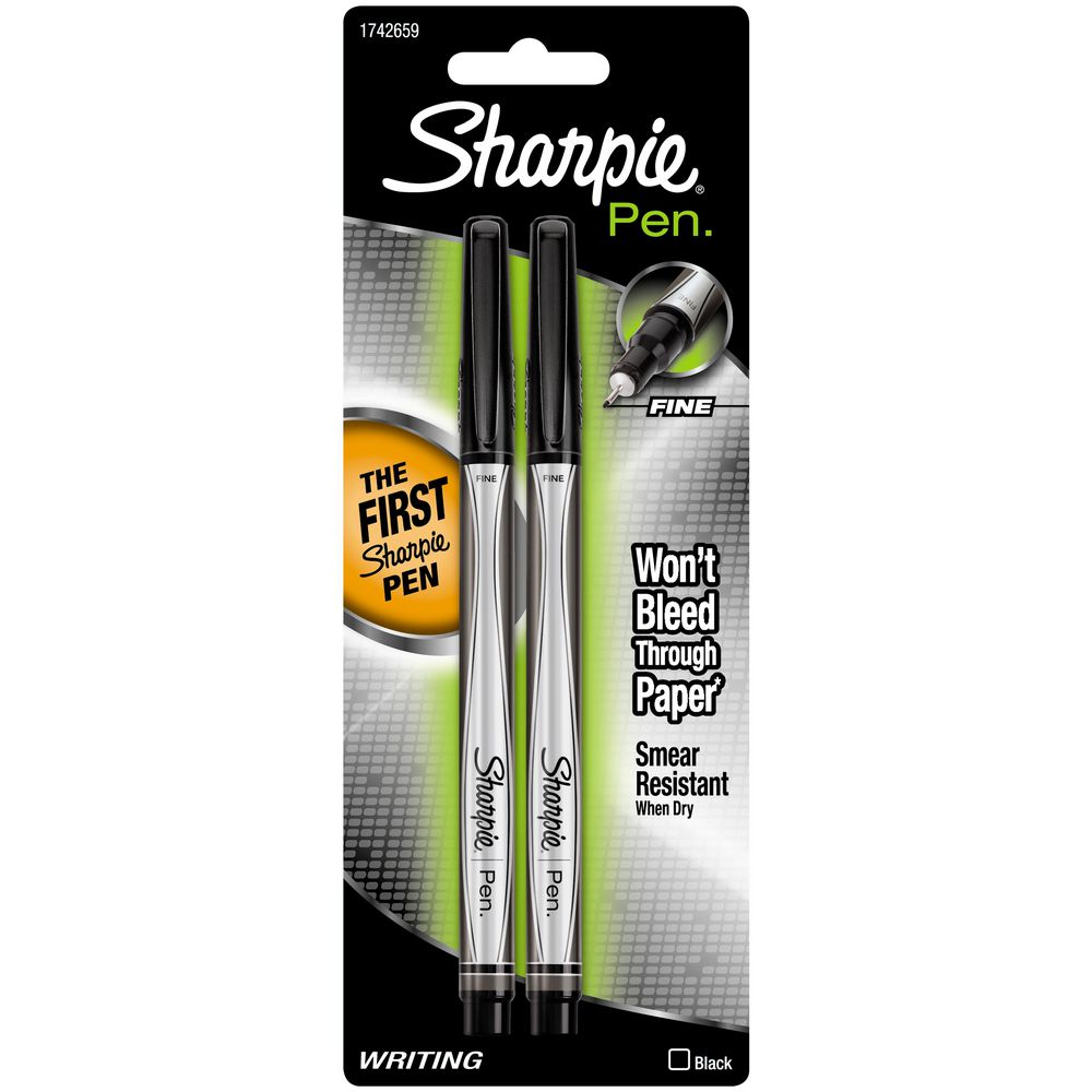 Sharpie Pen Fineliners 0.8mm Black 2 Pack